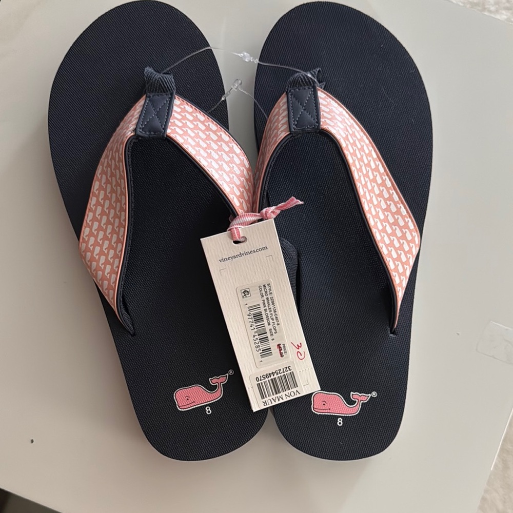Vineyard Vines Pink Whale Flip Flops